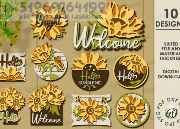 Paquete de decoraciones de pared de girasoles