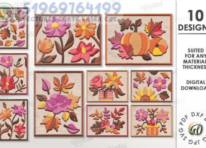 Paquete de decoraciones de pared florales