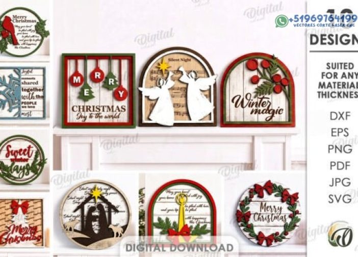 Paquete de decoraciones de pared navideñas grunge