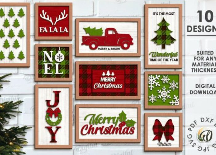 Paquete de decoraciones de pared navideñas
