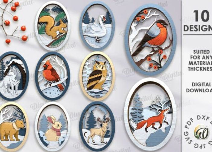 Paquete de decoraciones invernales en capas