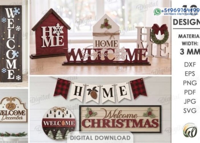 Paquete de decoraciones navideñas cortadas con láser