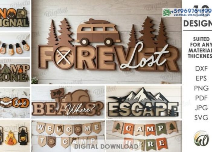 Paquete de decoraciones para acampar en 3D
