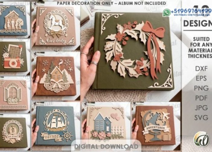 Paquete de decoraciones para portada cuadernos en capas
