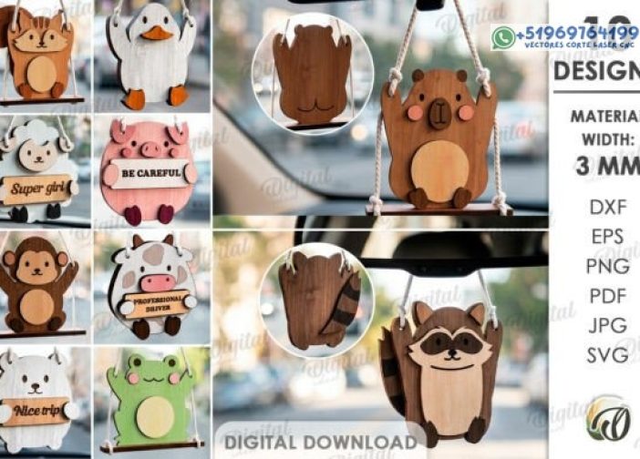 Paquete de dijes colgantes para coches de animales