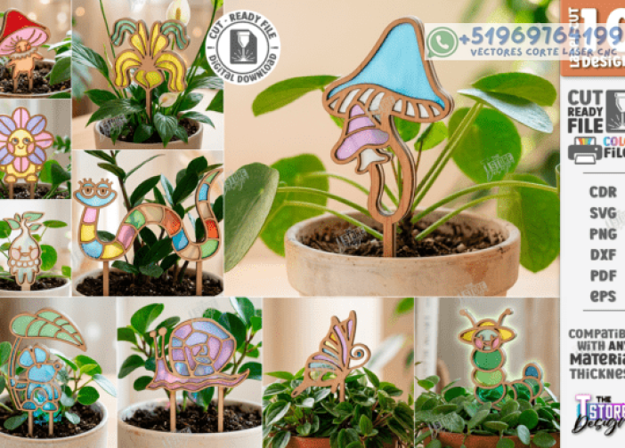 Paquete de estacas decorativas para plantas Para mas Vectores Whatsapp 51969764199
