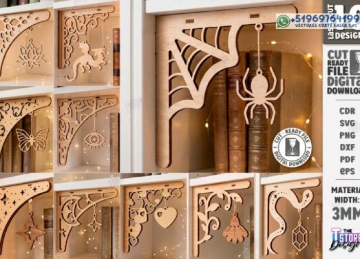 Paquete de estantería de esquina cortada con láser CNC