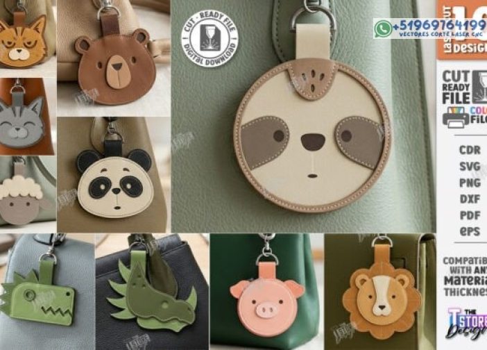 Paquete de etiquetas de bolsas de animales de cuero