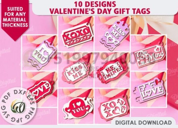 Paquete de etiquetas de regalo para el día de San Valentín1