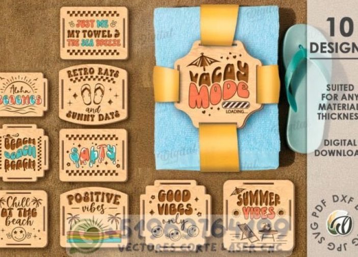 Paquete de etiquetas de regalo para toallas retro