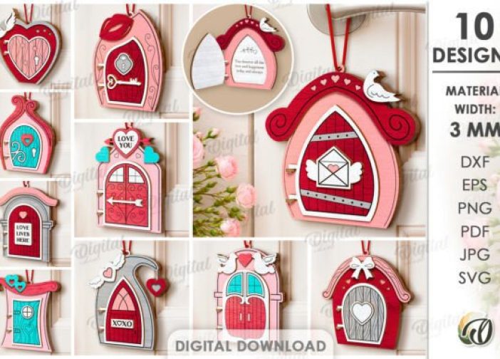 Paquete de etiquetas láser para puerta de San Valentín