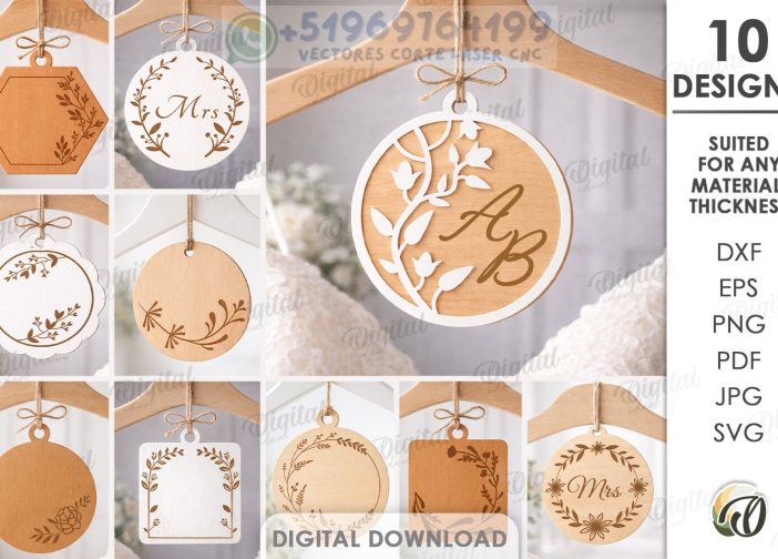 Paquete de etiquetas para colgar vestidos de novia láser