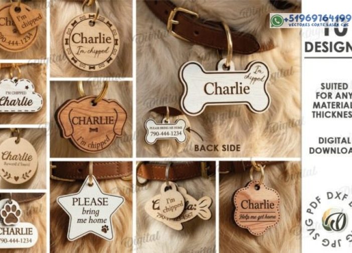 Paquete de etiquetas personalizadas para collares de mascotas