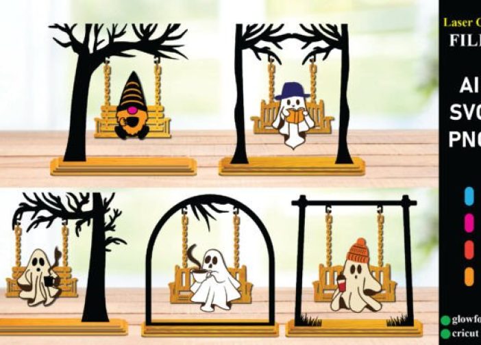 Paquete de fantasmas en columpio