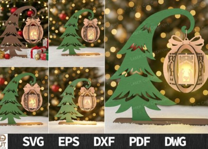 Paquete de faroles de árbol de Navidad inclinados