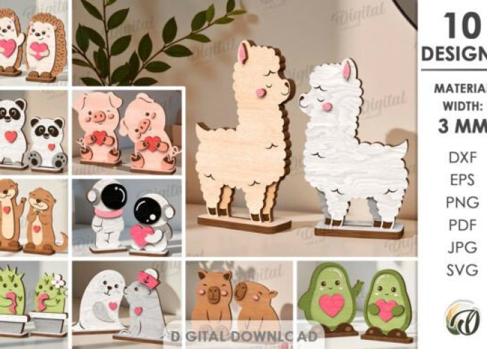 Paquete de figuras parejas enamoradas 3D de San Valentín