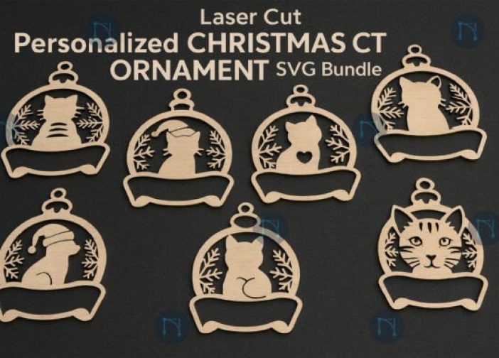 Paquete de gato colgante navideño para poner nombre personalizado