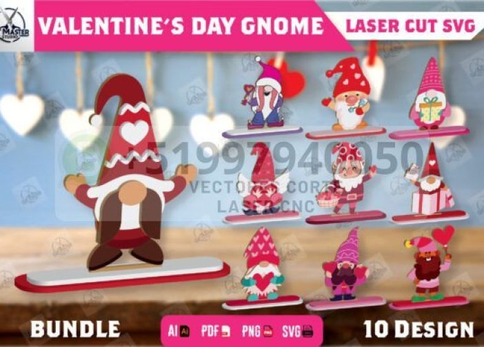 Paquete de gnomos con stand para el día de San Valentín