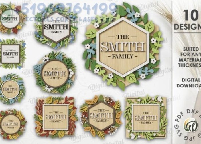 Paquete de hermosos letreros para apellidos