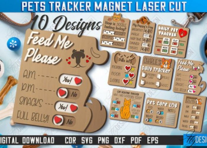 Paquete de imanes para el seguimiento de la alimentación de mascotas