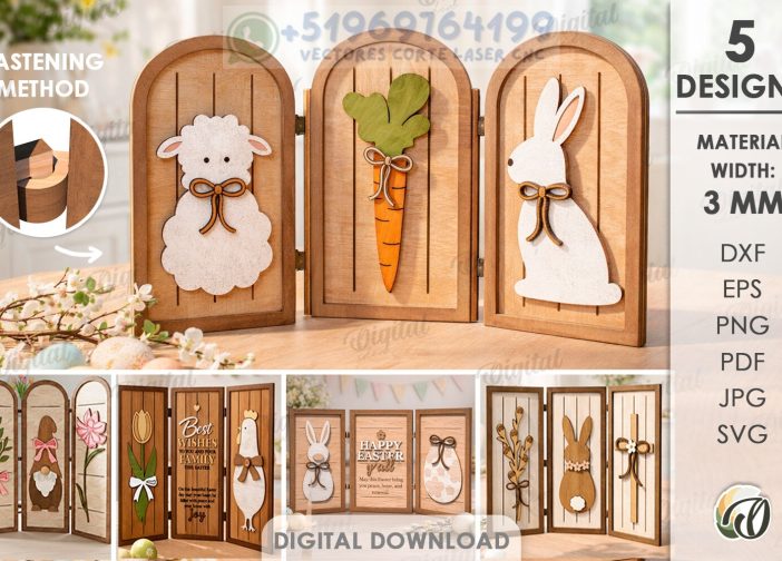 Paquete de juegos de decoración rústica de Pascua con láser