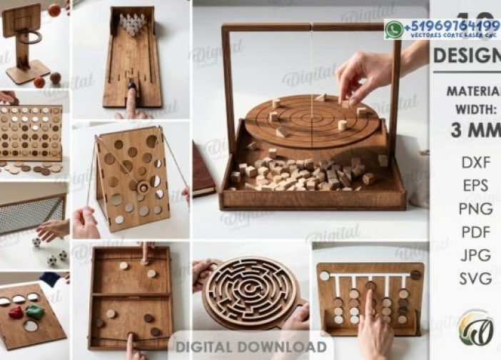 Paquete de juegos de mesa 3D cortados con láser