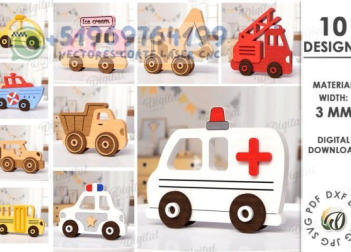 Paquete de juguetes de coches para niños en 3D