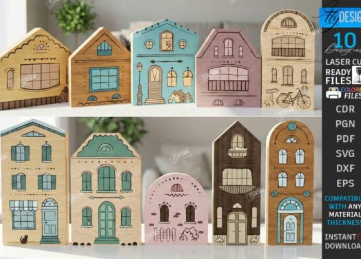 Paquete de juguetes láser de bloques de aldea en miniatura