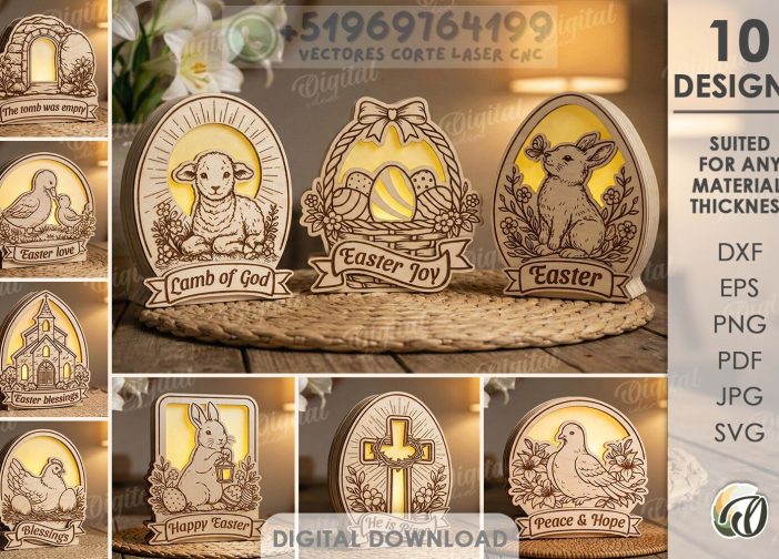 Paquete de lámparas de Pascua 3D cortadas con láser