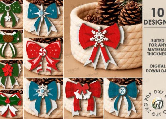 Paquete de lazos navideños en capas