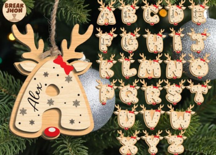 Paquete de letras navideñas alfabeto abecedario de renos