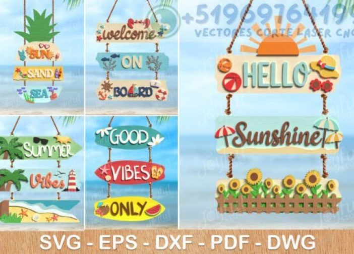 Paquete de letrero colgante de verano