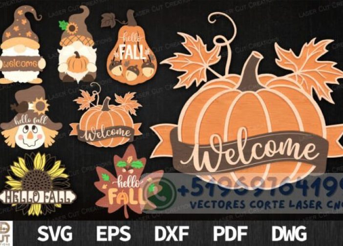 Paquete de letrero de bienvenido otoño