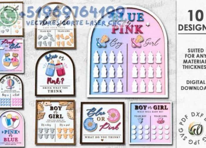 Paquete de letreros 3D para el juego de revelación de género