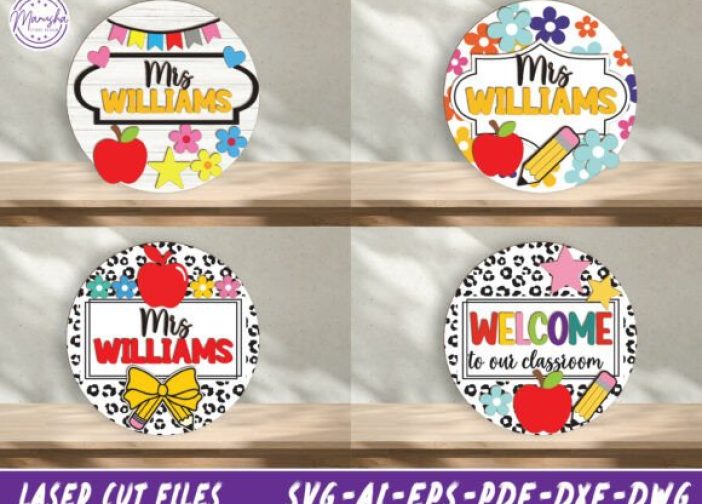 Paquete de letreros con el nombre del profesor