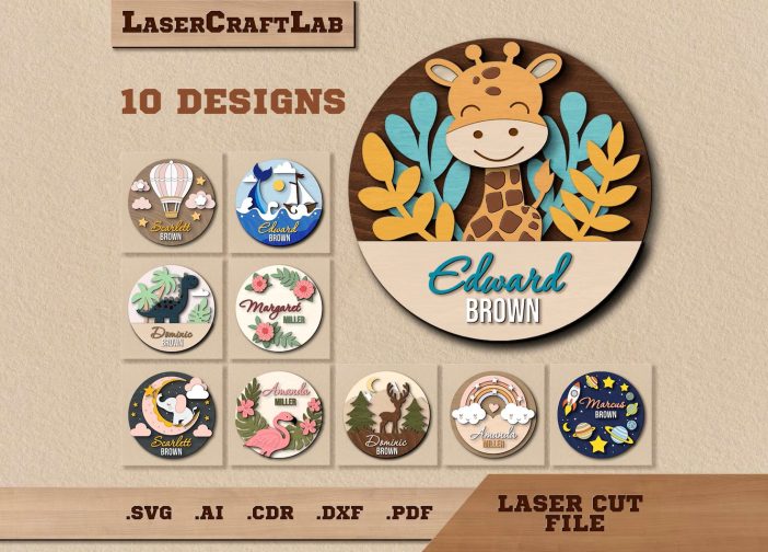 Paquete de letreros con nombre para bebe