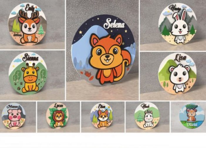 Paquete de letreros con nombres de animales para bebés