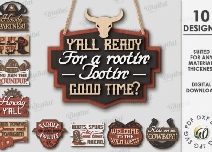 Paquete de letreros de bienvenida de vaquero