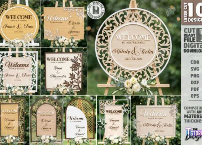 Paquete de letreros de bienvenida para bodas