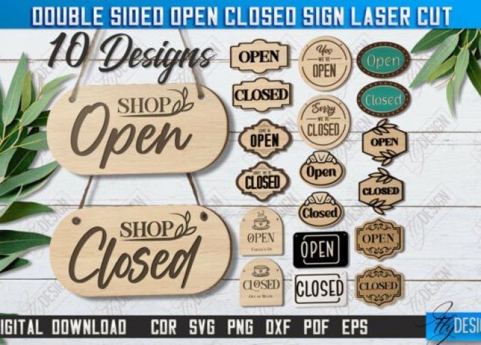 Paquete de letreros de doble cara abierto y cerrado