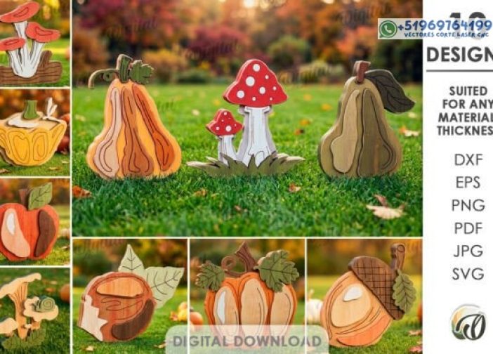 Paquete de letreros de jardín de otoño cortados con láser