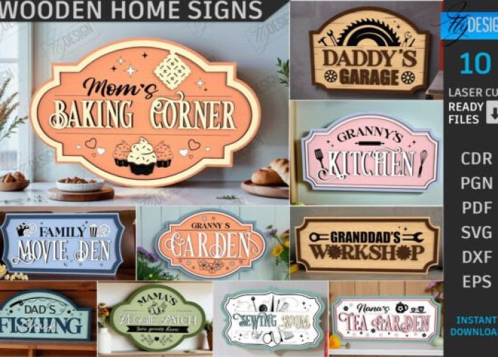 Paquete de letreros de madera para el hogar