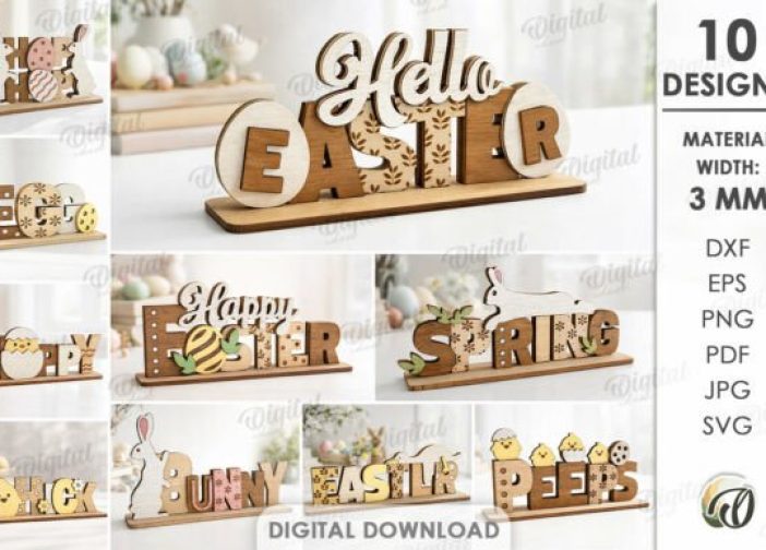 Paquete de letreros de mesa de Pascua 3D