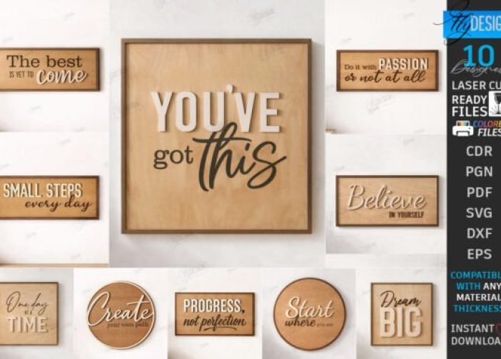 Paquete de letreros de pared motivacionales