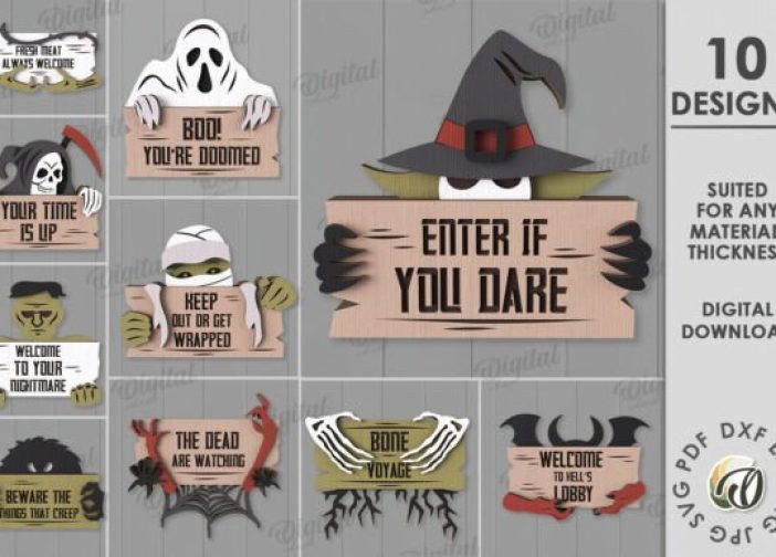 Paquete de letreros de puerta de Halloween