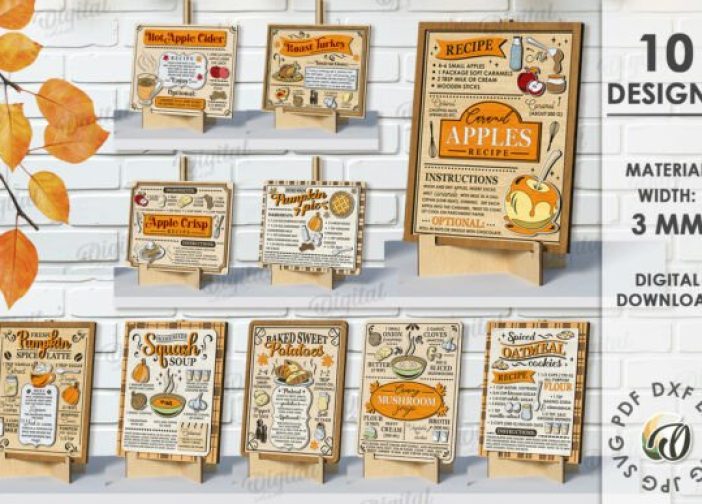 Paquete de letreros de recetas de otoño
