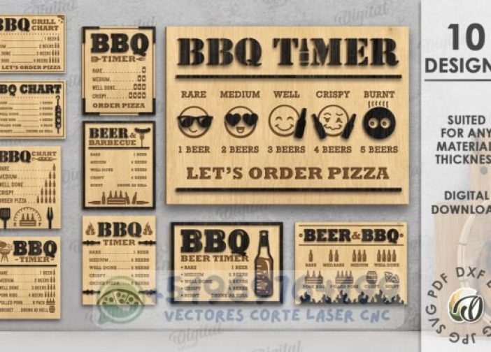 Paquete de letreros de temporizador para barbacoa