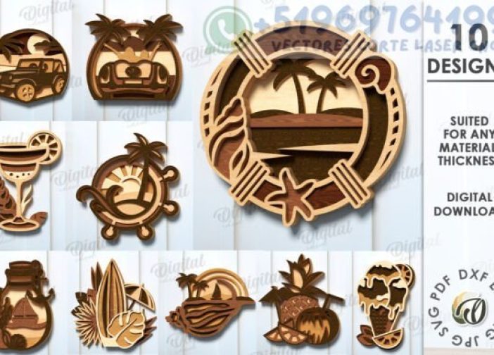 Paquete de letreros de verano de varias capas