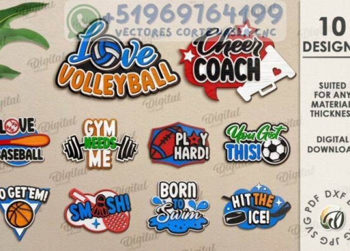 Paquete de letreros deportivos en capas