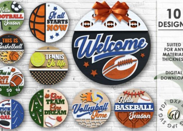 Paquete de letreros deportivos redondos